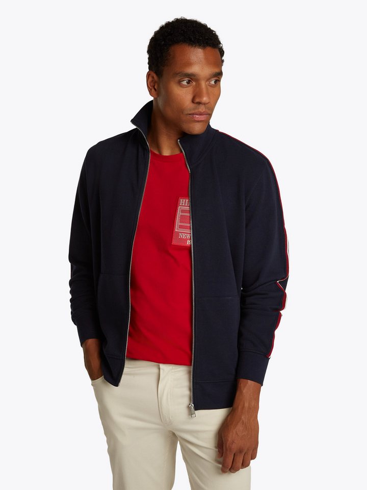 Tommy Hilfiger Sweatjacke GLOBAL STRIPE STAND COLLAR mit Streifen in Tommy Farbe am Ärmel von Tommy Hilfiger