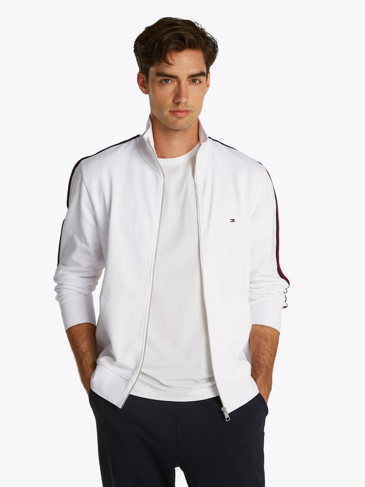 Tommy Hilfiger Sweatjacke GLOBAL STRIPE STAND COLLAR mit Streifen in Tommy Farbe am Ärmel von Tommy Hilfiger