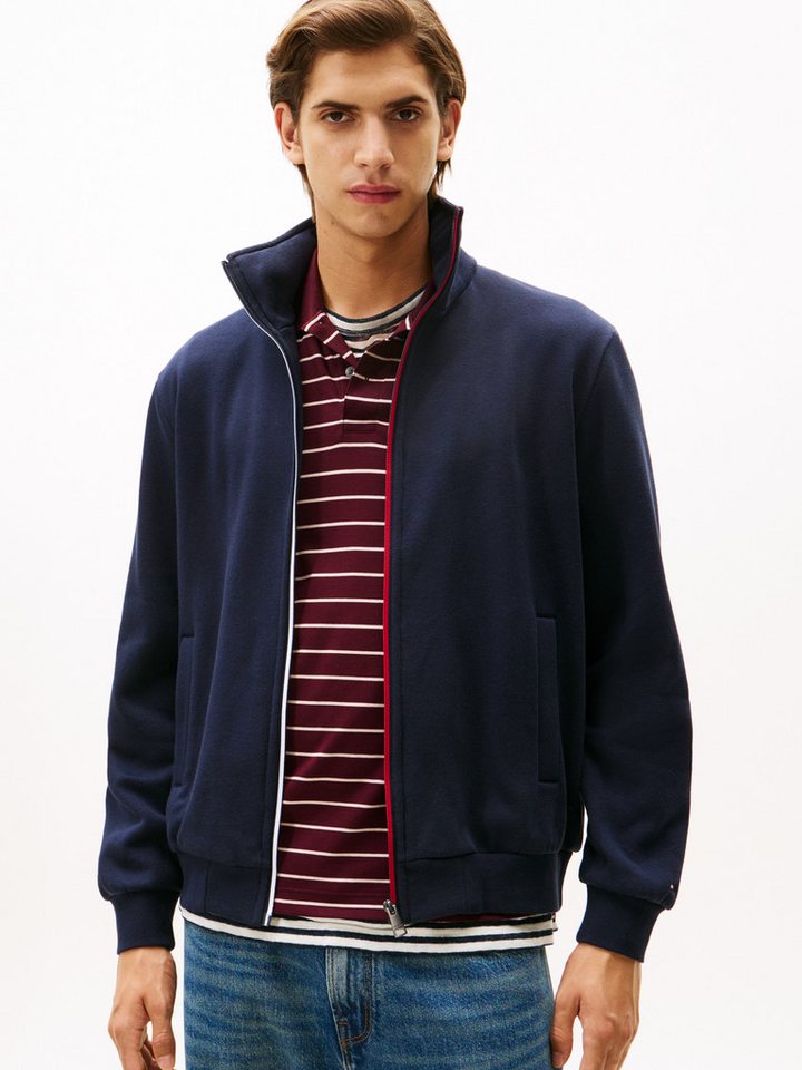 Tommy Hilfiger Blouson GLOBAL STRIPE ZIP THROUGH Sweatjacke Freizeitjacke Regular fit, Stehkragen von Tommy Hilfiger