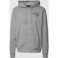 Tommy Hilfiger Sweatjacke mit seitlichen Eingrifftaschen in Mittelgrau Melange, Größe L von Tommy Hilfiger