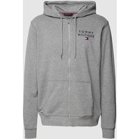 Tommy Hilfiger Sweatjacke mit seitlichen Eingrifftaschen in Mittelgrau Melange, Größe XL von Tommy Hilfiger