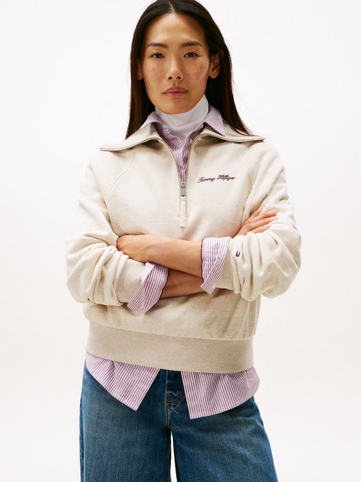 Tommy Hilfiger Sweatshirt CLASSIC SCRIPT FLEECE HALF-ZIP von Tommy Hilfiger