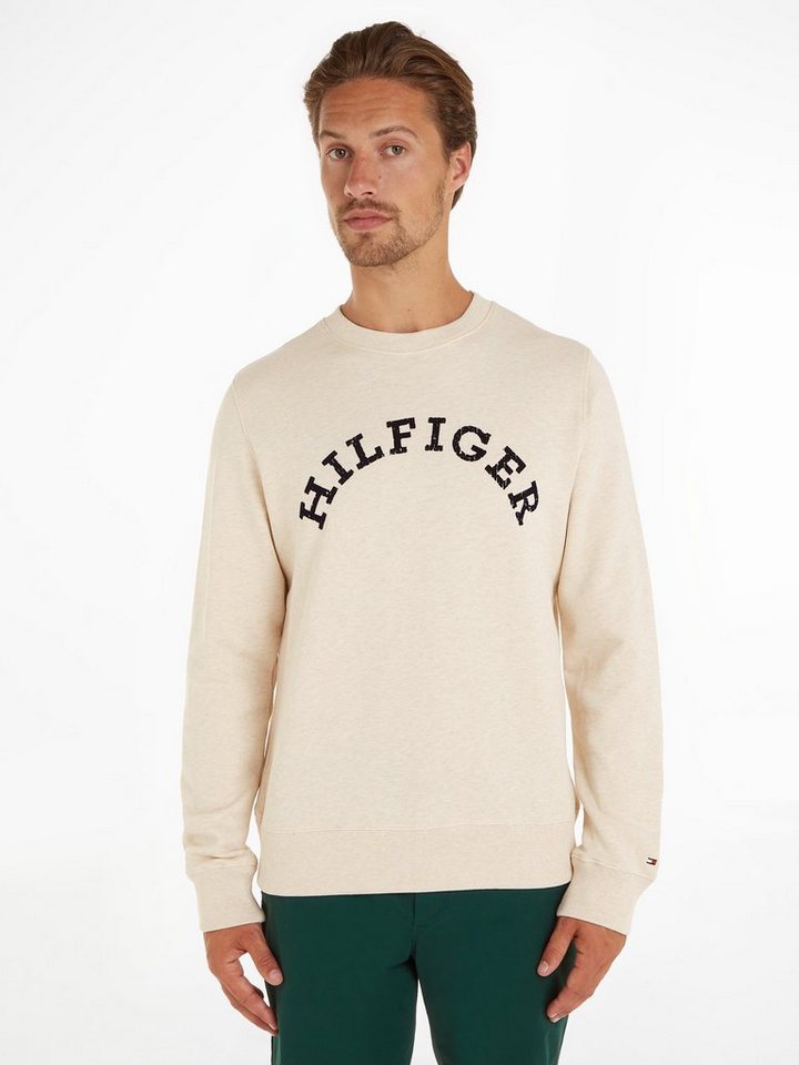 Tommy Hilfiger Sweatshirt HILFIGER ARCHED HTR SWEATSHIRT mit gebrochenem Print von Tommy Hilfiger