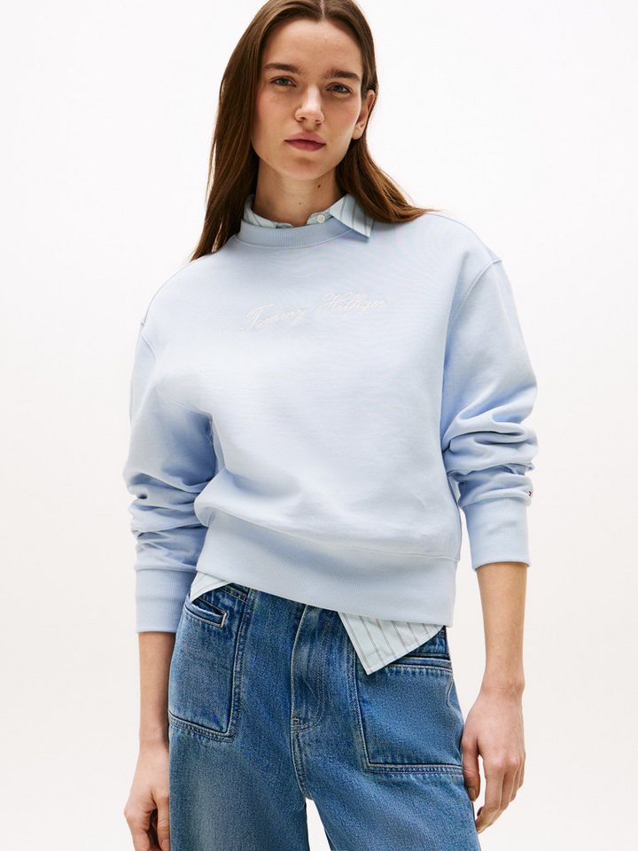 Tommy Hilfiger Sweatshirt SCRIPT REG PIQUE SWTSHRT mit Tommy Hilfiger Script Logo-Schriftzug von Tommy Hilfiger