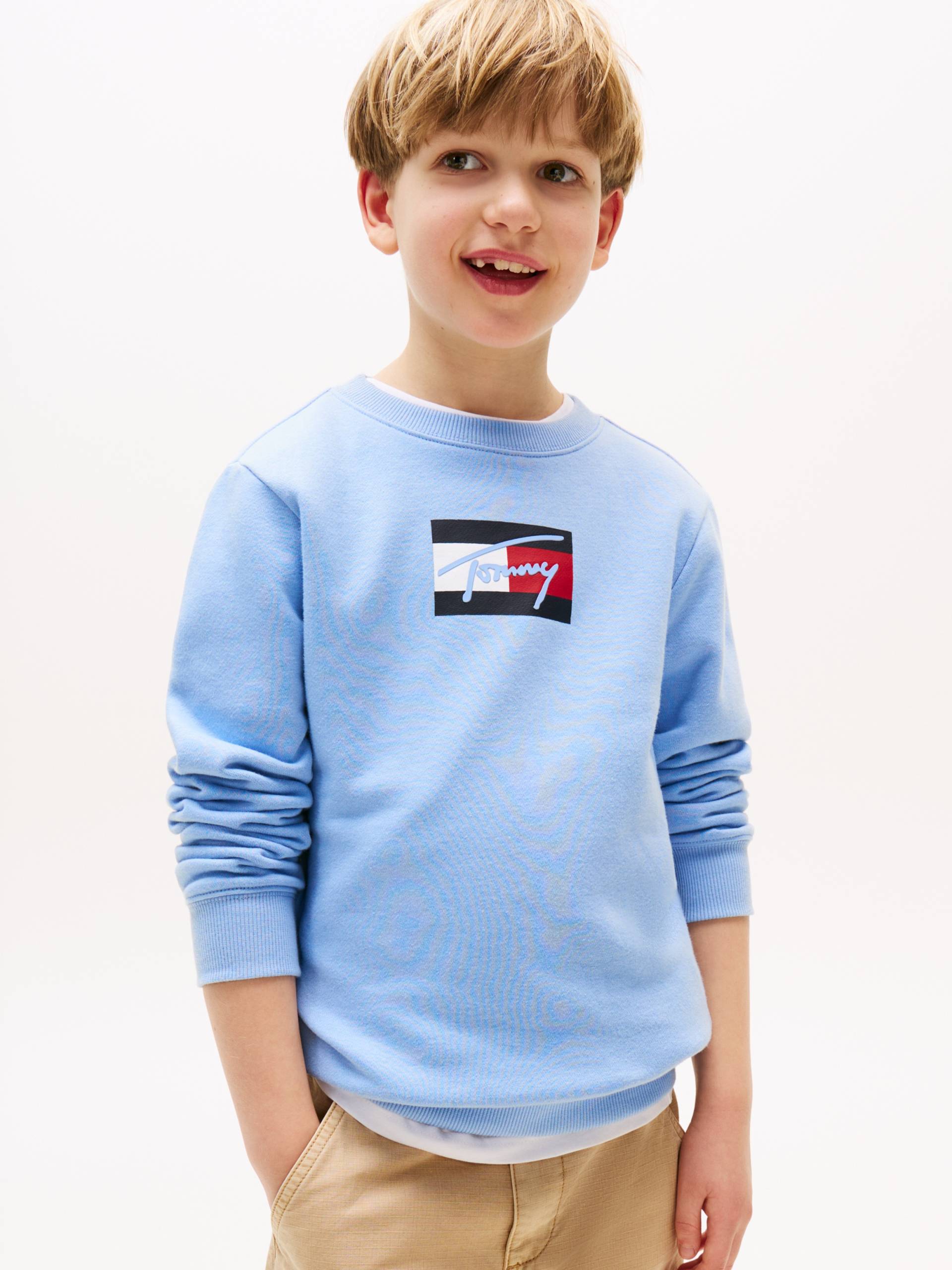 Tommy Hilfiger Sweatshirt "TOMMY SCRIPT FLAG SWEATSHIRT" für Kinder bis 16 Jahre, Flag-Logo-Druck von Tommy Hilfiger