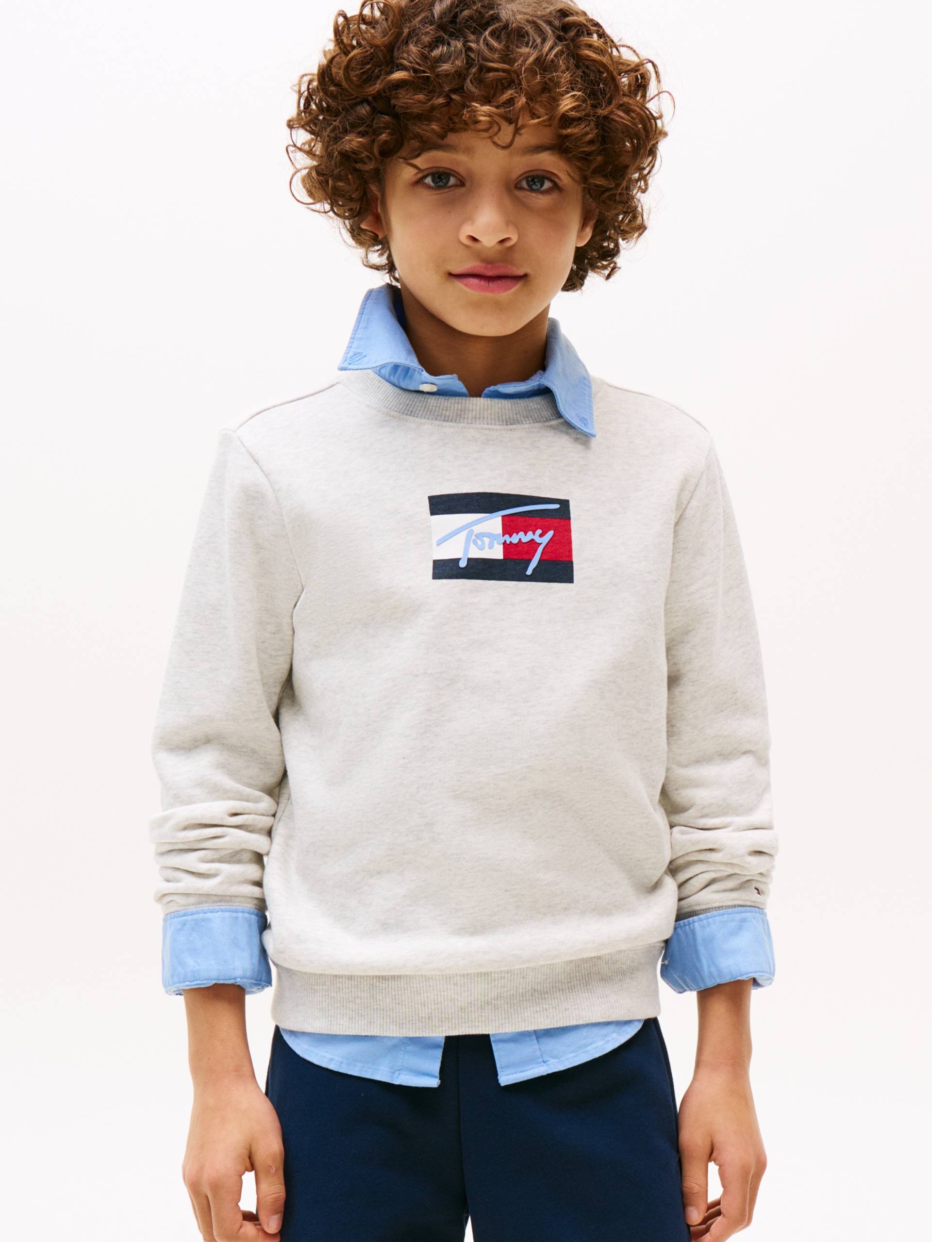 Tommy Hilfiger Sweatshirt "TOMMY SCRIPT FLAG SWEATSHIRT" für Kinder bis 16 Jahre, Flag-Logo-Druck von Tommy Hilfiger