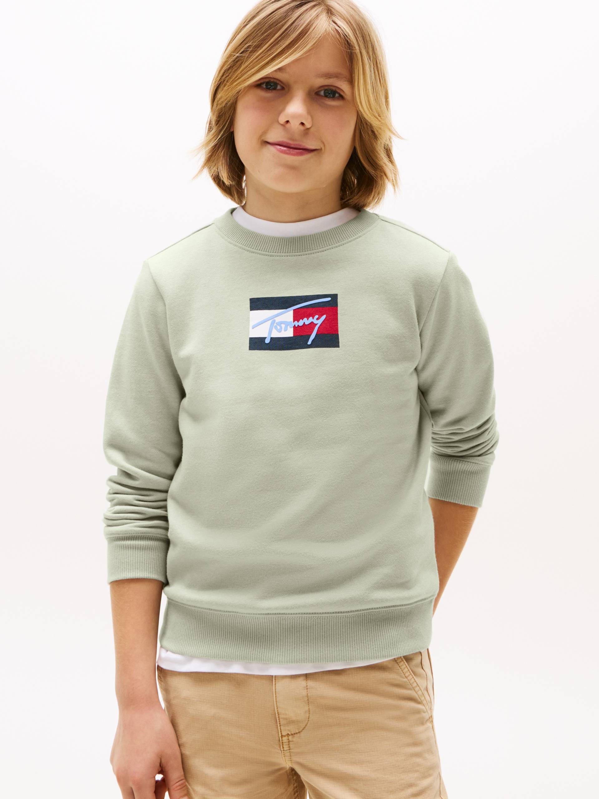 Tommy Hilfiger Sweatshirt "TOMMY SCRIPT FLAG SWEATSHIRT" für Kinder bis 16 Jahre, Flag-Logo-Druck von Tommy Hilfiger