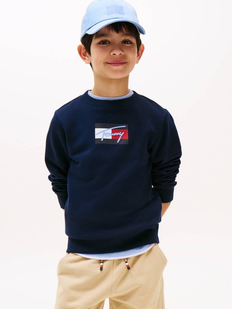 Tommy Hilfiger Sweatshirt "TOMMY SCRIPT FLAG SWEATSHIRT" für Kinder bis 16 Jahre, Flag-Logo-Druck von Tommy Hilfiger