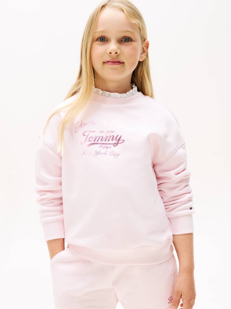 Tommy Hilfiger Sweatshirt "TOMMY SCRIPT SWEATSHIRT" für Kinder bis 16 Jahre, mit glänzendem Druck von Tommy Hilfiger