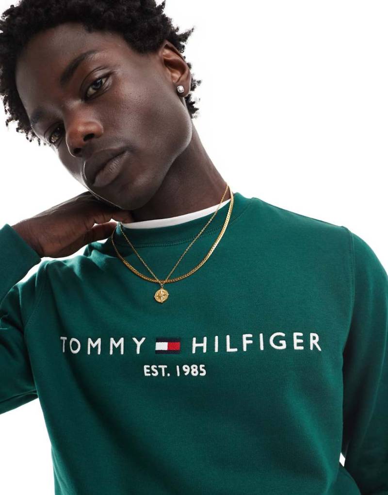 Tommy Hilfiger - Sweatshirt in Grünblau mit normaler Passform von Tommy Hilfiger
