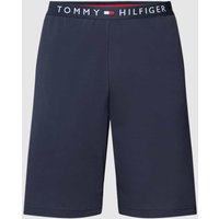 Tommy Hilfiger Sweatshorts mit elastischem Logo-Bund Modell 'JERSEY SHORT' in Dunkelblau, Größe L von Tommy Hilfiger