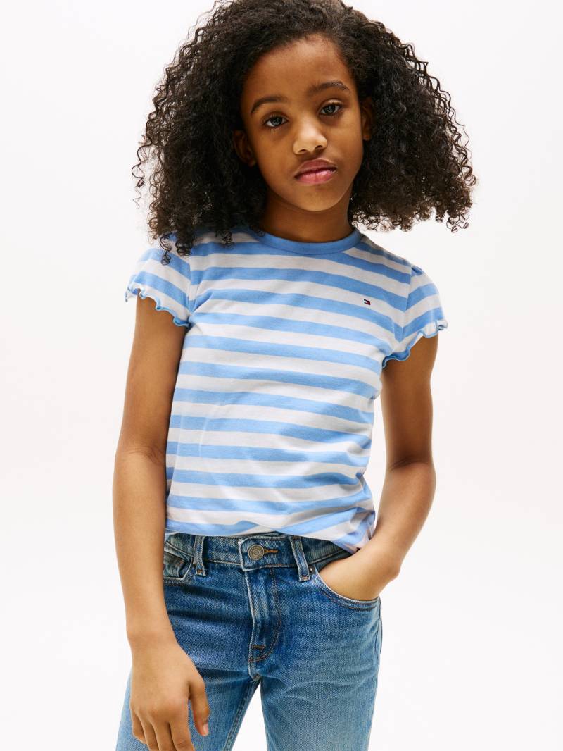 Tommy Hilfiger T-Shirt "ESSENTIAL STRIPE RUFFLE TOP SS" für Kinder bis 16 Jahre, mit gewellter Kante von Tommy Hilfiger