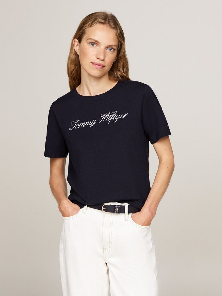 Tommy Hilfiger T-Shirt NOS SCRIPT REGULAR C-NK SS mit Rundhals und kontrastfarbenem Druck von Tommy Hilfiger