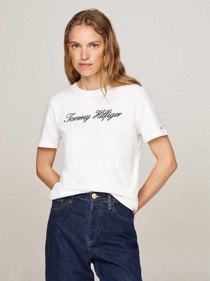Tommy Hilfiger T-Shirt NOS SCRIPT REGULAR C-NK SS mit Rundhals und kontrastfarbenem Druck von Tommy Hilfiger