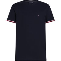 Tommy Hilfiger T-Shirt aus Baumwoll-Piqué mit gestreiften Ärmelbündchen, Regular Fit in M von Tommy Hilfiger