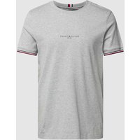Tommy Hilfiger T-Shirt mit Label-Print in Silber Melange, Größe M von Tommy Hilfiger