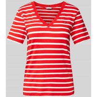 Tommy Hilfiger T-Shirt mit V-Ausschnitt Modell 'CODY' in Rot, Größe S von Tommy Hilfiger