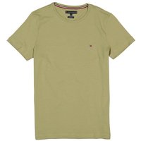 Tommy Hilfiger Herren T-Shirt grün Baumwolle Slim Fit von Tommy Hilfiger