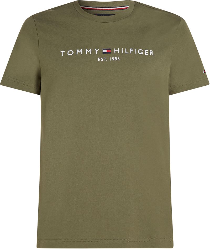Tommy Hilfiger T-shirt Logo Olivgrün - Größe S von Tommy Hilfiger