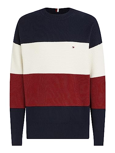 Tommy Hilfiger TEXTURED COLORBLOCK CREW NECK, blau(blue), Gr. XL von Tommy Hilfiger