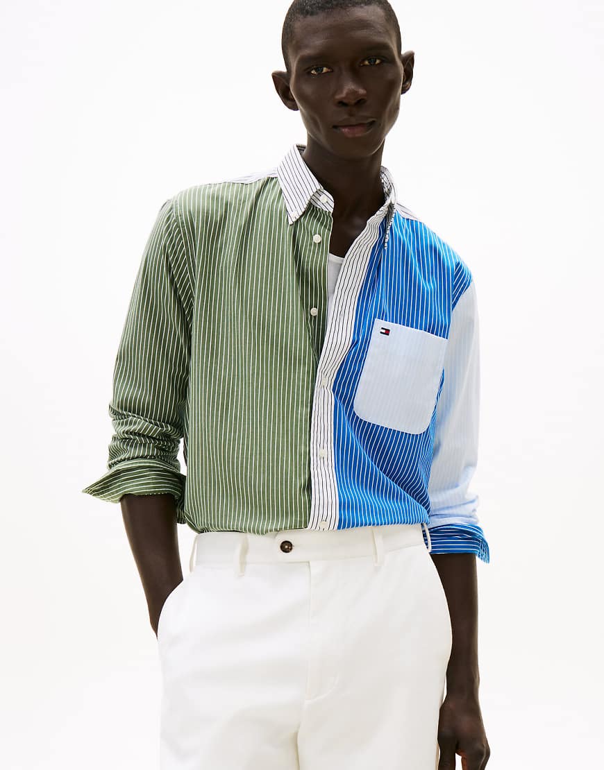 Tommy Hilfiger - TH Flex - Relaxed-Fit-Hemd in mehrfarbigem Colour-Block-Design-Blau von Tommy Hilfiger
