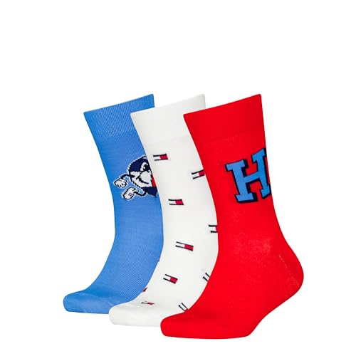 Tommy Hilfiger Kinder Classic Socken, Blau/Rot/Weiß, 27/30 (3er Pack) von Tommy Hilfiger