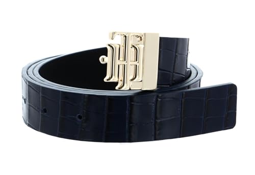 TOMMY HILFIGER TH Logo Reversible Belt 3.0 W85 Blue Croco/Black von TOMMY HILFIGER