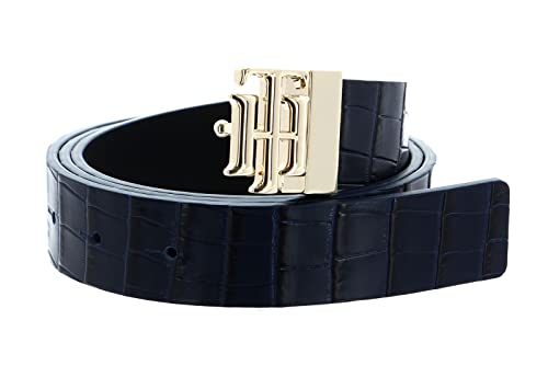 Tommy Hilfiger TH Logo Reversible Belt 3.0 W90 Blue Croco/Black von Tommy Hilfiger