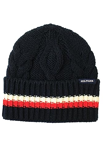 TOMMY HILFIGER TH Monotype Chunky Knit Beanie Space Blue von TOMMY HILFIGER