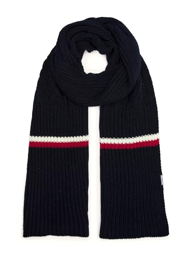 Tommy Hilfiger TH Monotype Chunky Knit Scarf Space Blue von Tommy Hilfiger