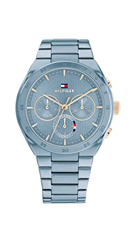 Tommy Hilfiger Multi Zifferblatt Quarz Uhr für Damen mit Blaues Edelstahlarmband - 1782576 von Tommy Hilfiger