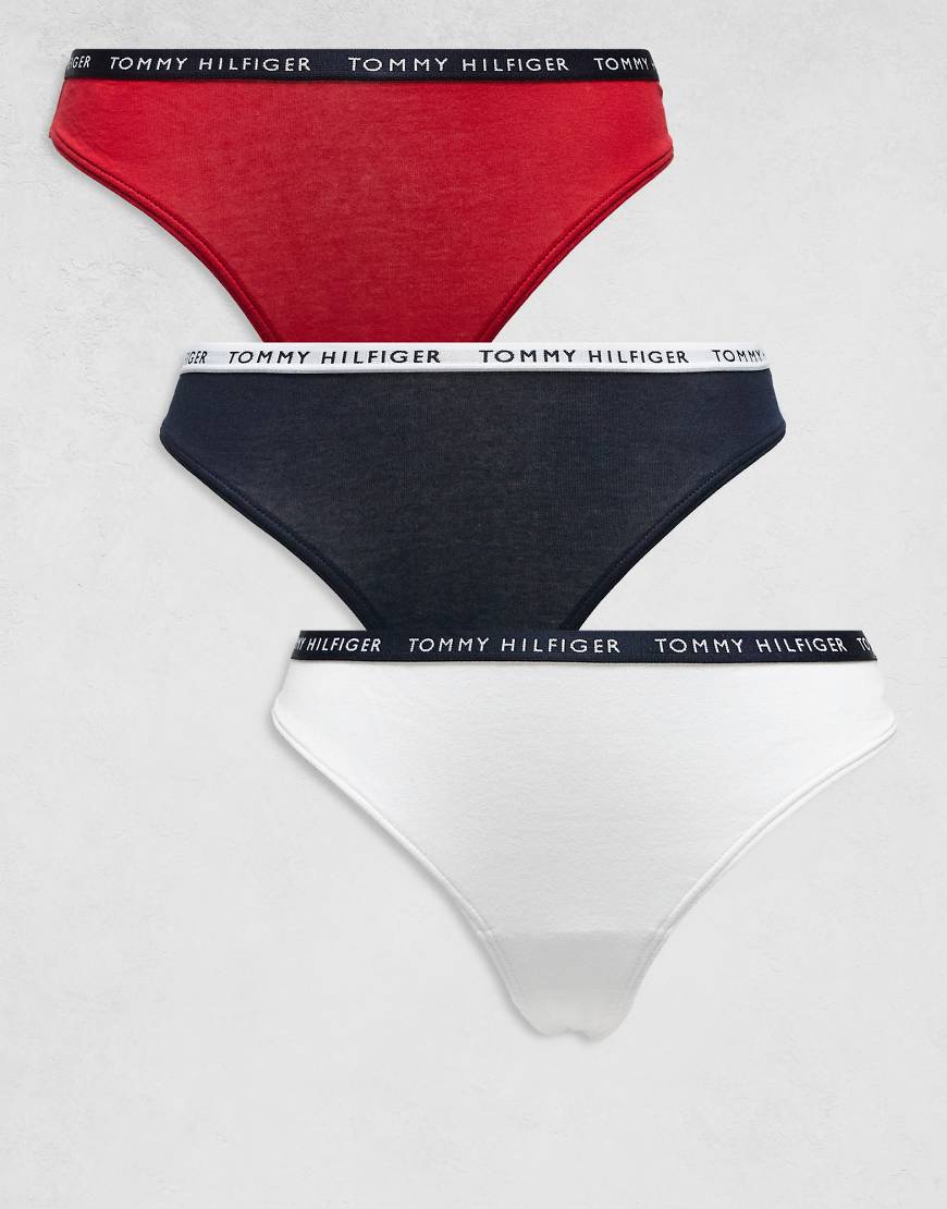 Tommy Hilfiger - Tangas im 3er-Pack in Rot/Weiß/dunklem Marineblau-Bunt von Tommy Hilfiger