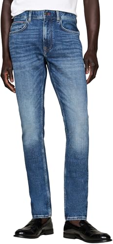 Tommy Hilfiger Herren Jeans Hose Tapered Slim Fit, Blau (Perce Indigo), 35W/36L von Tommy Hilfiger