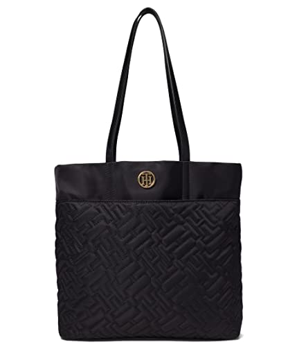 Tommy Hilfiger Tasche - Damen - Schwarz - Henkeltasche - Shopper - Schultertasche - WATTIERTE OPTIK - 40x30x17cm - TH Logo Metall - Damenhandtasche6502 von Tommy Hilfiger