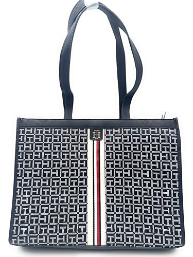 Tommy Hilfiger Tasche I Damen I Blau-Weiss I Henkeltasche I Umhängetasche I Schultertasche I 40x30x13cm I TH Logo Metall I Damenhandtasche I WomenBag8115 von Tommy Hilfiger