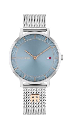 Tommy Hilfiger Zwei-Zeiger-Quarzwerk-Uhr für Damen mit Silbernes Edelstahl-Mesh-Gliederarmband - 1782738 von Tommy Hilfiger
