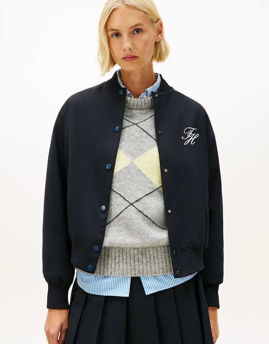 Tommy Hilfiger - Timeless - Relaxed-Fit-Bomberjacke aus Wollmix in Dunkelblau von Tommy Hilfiger