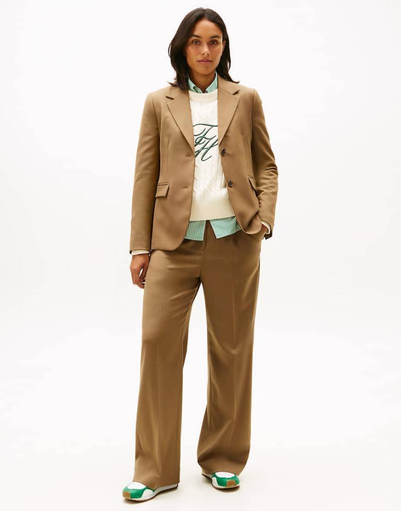 Tommy Hilfiger - Timeless - Weite Hose aus Wollmix in Braun-Brown von Tommy Hilfiger