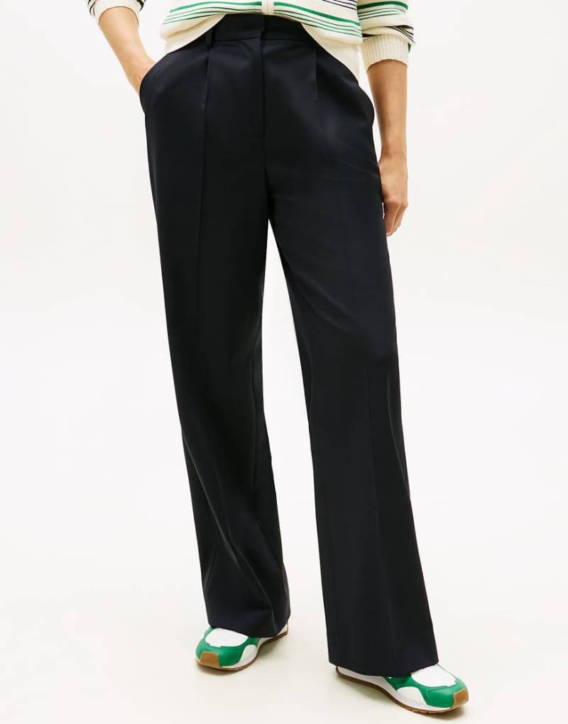 Tommy Hilfiger - Timeless - Weite Hose aus Wollmix in Dunkelblau von Tommy Hilfiger