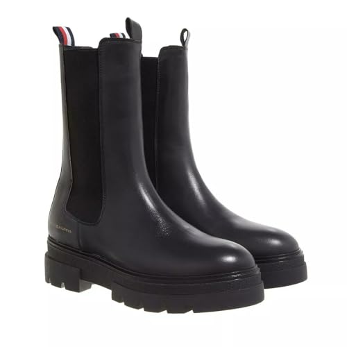 Tommy Hilfiger Damen Low Boot Stiefel Monochromatic Chelsea Stiefeletten, Schwarz (Black), 36 von Tommy Hilfiger