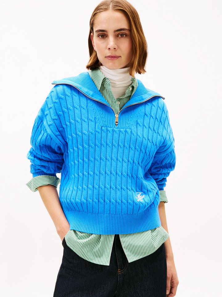 Tommy Hilfiger Troyer CO CABLE MID GG 1/2 ZIP LS SWT mit Zopfmuster von Tommy Hilfiger