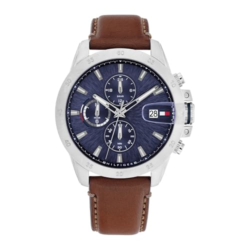 Tommy Hilfiger Uhr Mit Zwei Zeitzonenfür Herren mit Braunes Lederarmband - 1792195 von Tommy Hilfiger