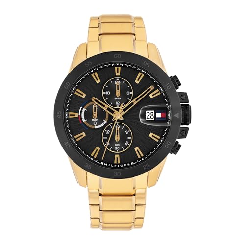 Tommy Hilfiger Uhr Mit Zwei Zeitzonenfür Herren mit Goldfarben Edelstahlarmband - 1792199 von Tommy Hilfiger