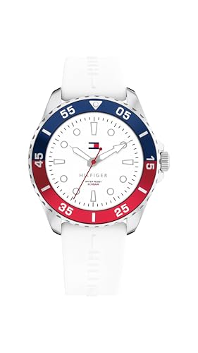 Tommy Hilfiger Uhr mit DREI-Zeiger-Quarzwerk für die Jugend mit Weisses Silikonarmband - 1720050 von Tommy Hilfiger
