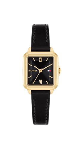 Tommy Hilfiger Uhr mit DREI-Zeiger-Quarzwerkfür Damen mit Schwarzes Lederarmband - 1782835 von Tommy Hilfiger