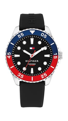 Tommy Hilfiger Uhr mit DREI-Zeiger-Quarzwerkfür Herren mit Schwarzes Silikonarmband - 1792201 von Tommy Hilfiger