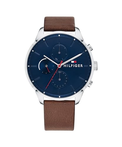 Tommy Hilfiger Multi Zifferblatt Quarz Uhr für Herren mit Braunes Lederarmband - 1791487 von Tommy Hilfiger