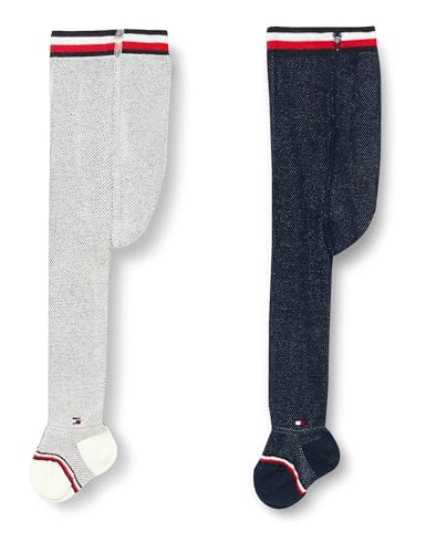 Tommy Hilfiger Unisex Baby Tights, Navy/Off White, 62/68 (2er Pack) von Tommy Hilfiger