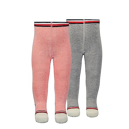 Tommy Hilfiger Unisex Baby Tights, pink/Off White, 62/68 (2er Pack) von Tommy Hilfiger