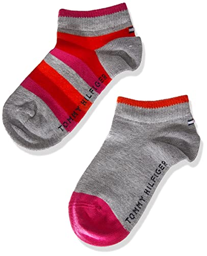 Tommy Hilfiger Unisex Kids Basic Stripe Socks 4 Pack Quarter, orange/red, 27/30 von Tommy Hilfiger